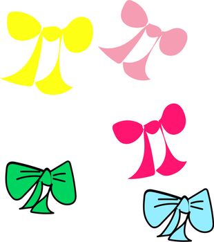 Set of colorful cute tied bows on white background,