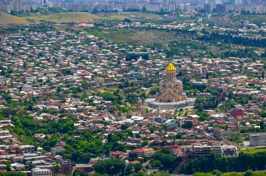 Panorama view of Tbilisi, capital of Georgia country. View from the mountain