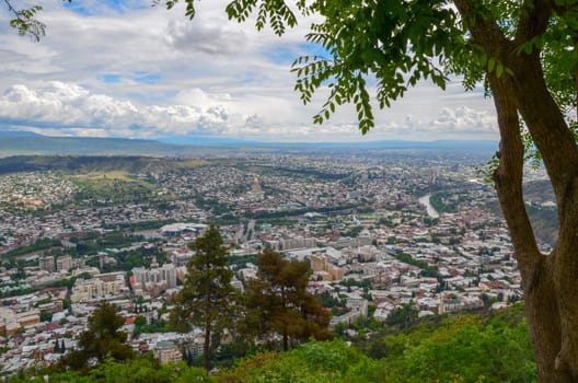 Panorama view of Tbilisi, capital of Georgia country. View from the mountain