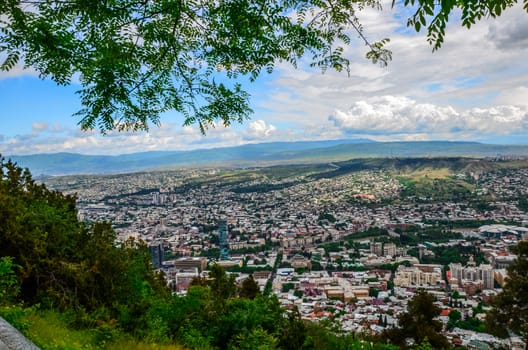 Panorama view of Tbilisi, capital of Georgia country. View from the mountain