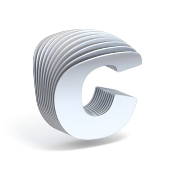 Curved paper sheets Letter C 3D render illustration isolated on white background