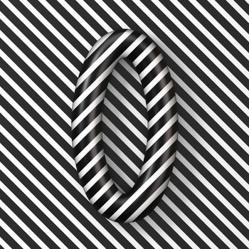 Black and white stripes Number 0 ZERO 3D render illustration