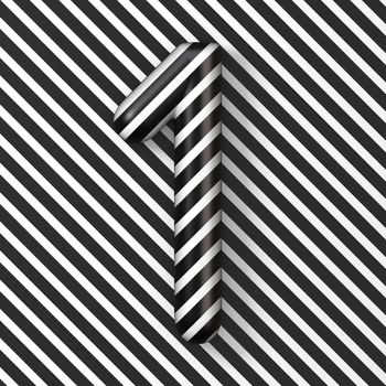 Black and white stripes Number 1 ONE 3D render illustration