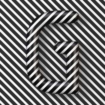 Black and white stripes Letter G 3D render illustration