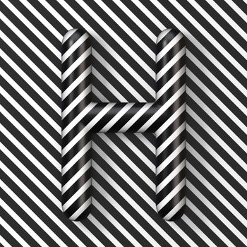 Black and white stripes Letter H 3D render illustration
