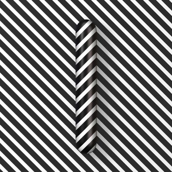 Black and white stripes Letter I 3D render illustration
