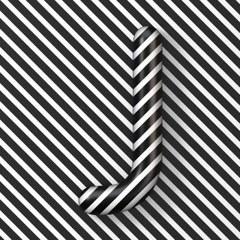 Black and white stripes Letter J 3D render illustration