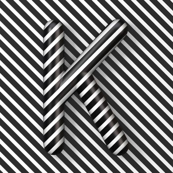 Black and white stripes Letter K 3D render illustration