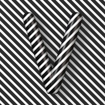 Black and white stripes Letter V 3D render illustration