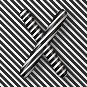Black and white stripes Letter X 3D render illustration