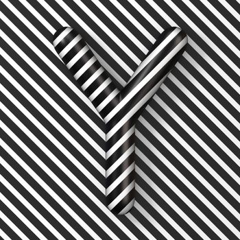 Black and white stripes Letter Y 3D render illustration