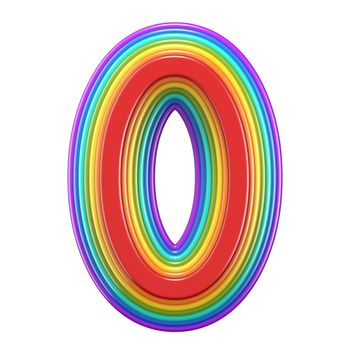 Concentric rainbow number 0 ZERO 3D rendering illustration isolated on white background