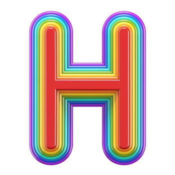 Concentric rainbow font letter H 3D rendering illustration isolated on white background