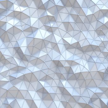 White abstract polygonal triangle background 3D render illustration