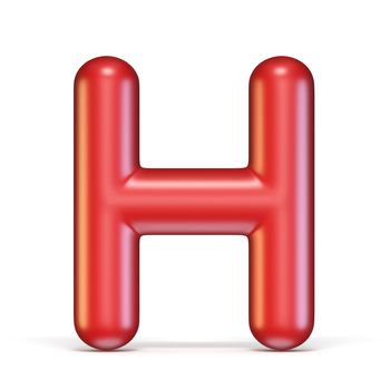 Red glossy font Letter H 3D rendering illustration isolated on white background
