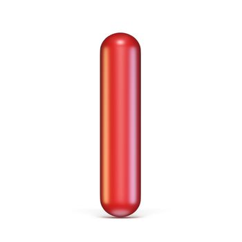 Red glossy font Letter I 3D rendering illustration isolated on white background