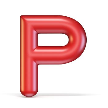 Red glossy font Letter P 3D rendering illustration isolated on white background