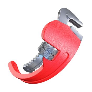 Impossible curved pipe wrench 3D rendering illustration isolated on white background