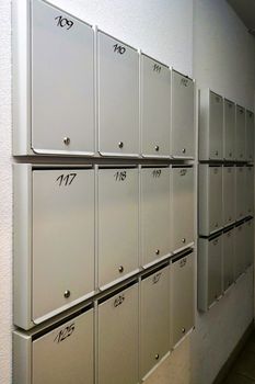 Mailbox in the entrance of a multi-storey residential building