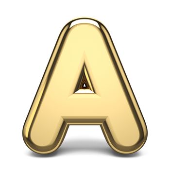 Golden font letter A 3D render illustration isolated on white background