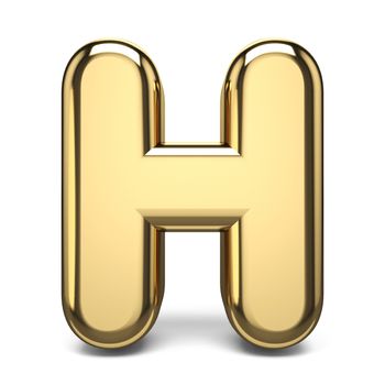 Golden font letter H 3D render illustration isolated on white background