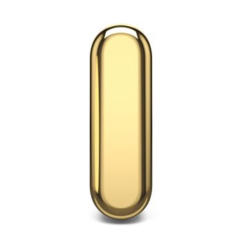 Golden font letter I 3D render illustration isolated on white background