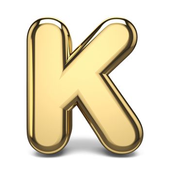 Golden font letter K 3D render illustration isolated on white background