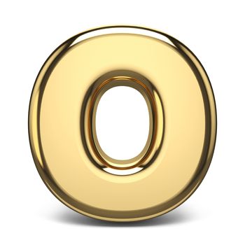 Golden font letter O 3D render illustration isolated on white background