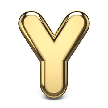 Golden font letter Y 3D render illustration isolated on white background