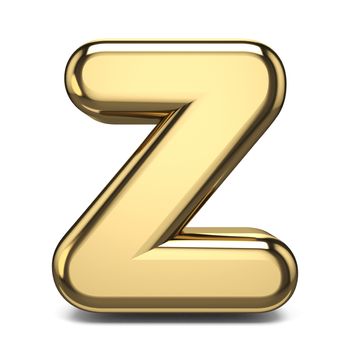 Golden font letter Z 3D render illustration isolated on white background