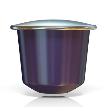 Purple coffee capsule Front view 3D rendering illustration isolated on white background