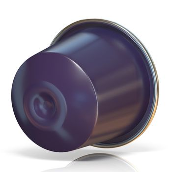 Purple coffee capsule Side view 3D rendering illustration isolated on white background