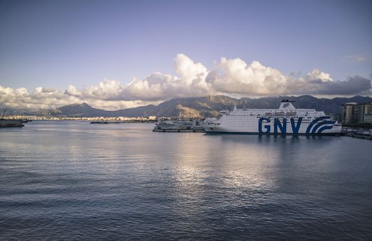 View of the Port of Palermo during sunset