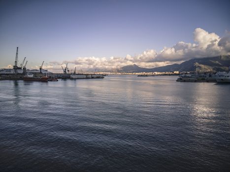 View of the Port of Palermo during sunset