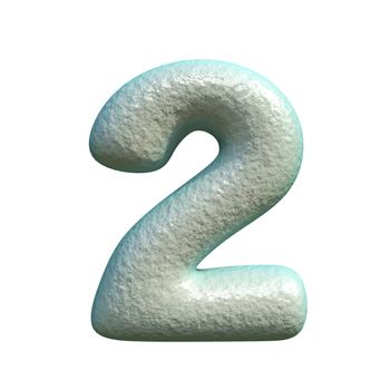 Grey blue clay Number 2 TWO 3D rendering illustration isolated on white background