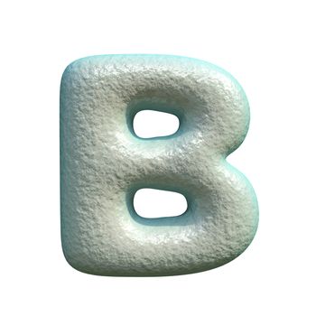 Grey blue clay font Letter B 3D rendering illustration isolated on white background