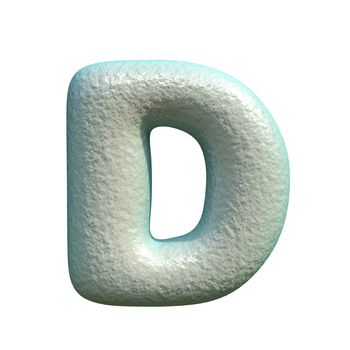 Grey blue clay font Letter D 3D rendering illustration isolated on white background