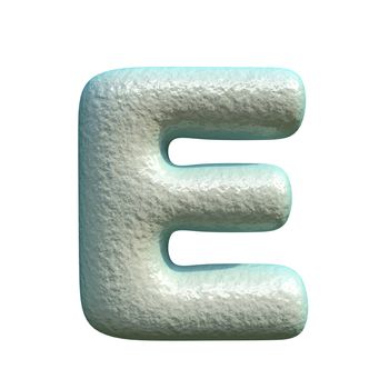 Grey blue clay font Letter E 3D rendering illustration isolated on white background