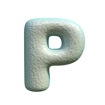 Grey blue clay font Letter P 3D rendering illustration isolated on white background
