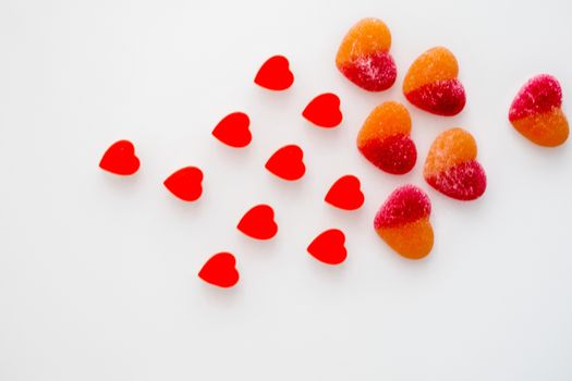 candy from marmalade in the form of red hearts