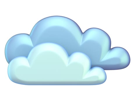Weather icon CLOUDS 3D render illustration isolated on white background
