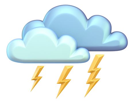 Weather icon CLOUD LIGHTNING 3D render illustration isolated on white background