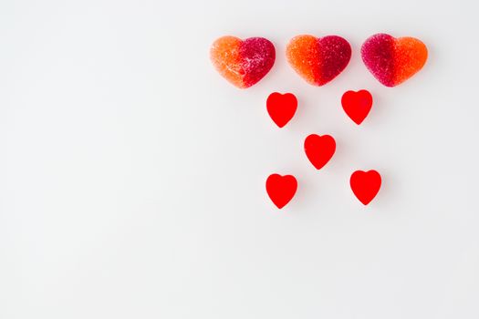 candy from marmalade in the form of red hearts