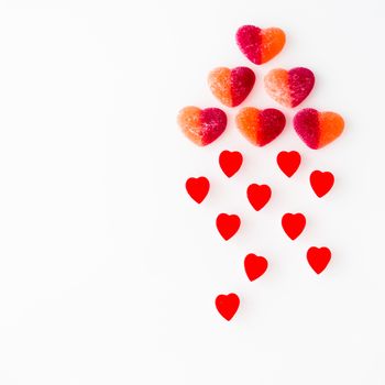 candy from marmalade in the form of red hearts