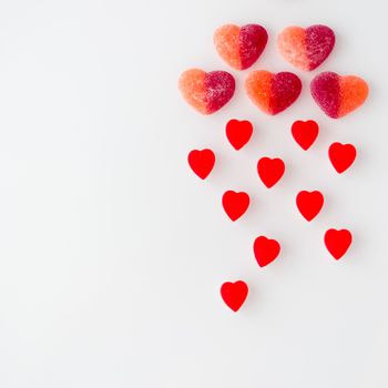 candy from marmalade in the form of red hearts