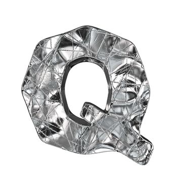 Grunge aluminium foil font letter Q 3D render illustration isolated on white background