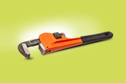 Red pipe wrench isolated on white background. With clipping path