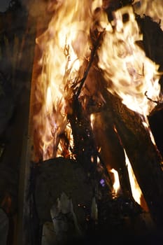 Closeup of Fire at time of festival