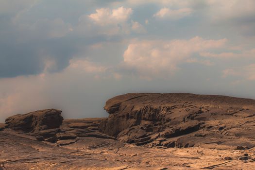 Beautiful amazing of rocks, Natural of rock canyon in mekhong river , Hat Chom Dao, Ubon Ratchathani province, North east Thailand