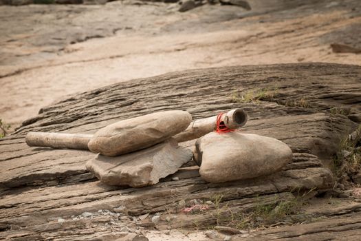 Beautiful amazing of rocks, Natural of rock canyon in mekhong river , Hat Chom Dao, Ubon Ratchathani province, North east Thailand